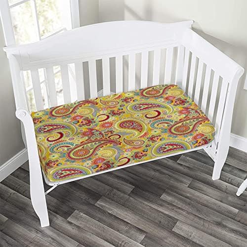 XISUNYA Mustard Paisley Crib Sheet Set