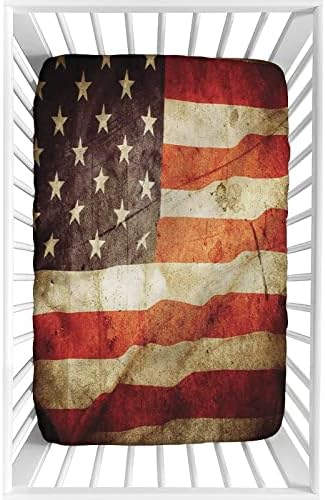 XISUNYA Decorative Crib Sheet Set American Flag Microfiber