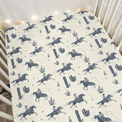 Vintage Western Cowboys Crib Sheets 52x28