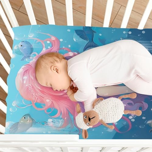 Jihqo Mermaid Girl Crib Sheets Pack N Play Set