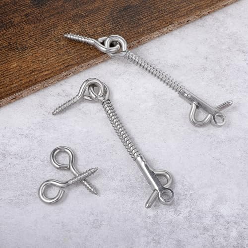 4PCS Stainless Steel Spring Hook and Eye Latch for Doors
