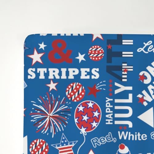 Blue Patriotic 4th of July Quote Crib Sheets