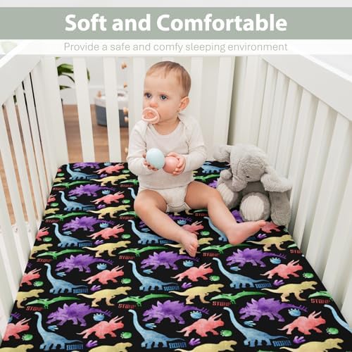 Pastel Dinosaurs Baby Crib Sheets 52x28 Inch Gender Neutral