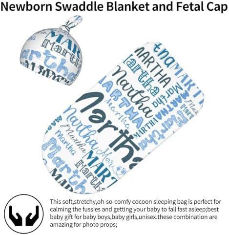 Personalized Baby Swaddle And Hat Set