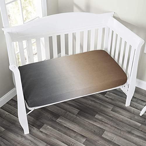 XISUNYA Ombre Microfiber Crib Sheet Set Brown Grey