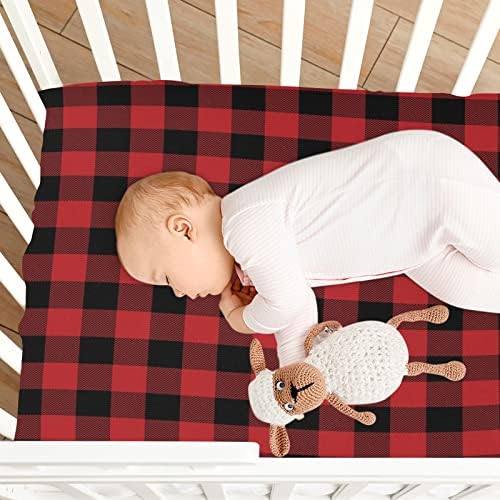 WELLDAY Red Buffalo Plaid Crib Sheets for Boys Girls