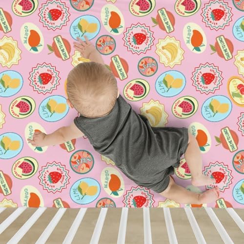 Fruits Summer Preppy Crib Sheets 52x28Inch