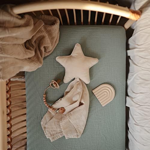 Mushie Extra Soft Muslin Mini Crib Sheet - Roman Green