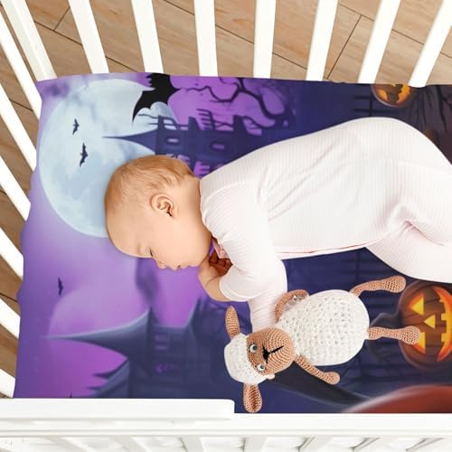 Jihqo Halloween Castle Pumpkins Crib Sheets Set