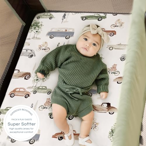 GRSSDER Pack n Play Sheets 2 Pack 38x24x6 Universal Fit