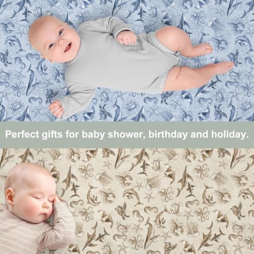 Retro Sea Animals Crib Sheet 52x28x9 Fitted