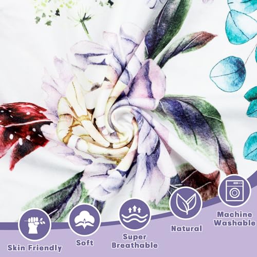 HNHUAMING Ultra Soft Crib Sheets with Purple Floral Design