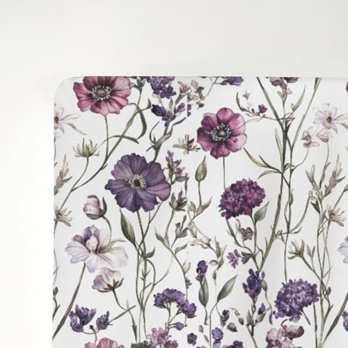 Vintage Purple Flowers Crib Sheet 52x28 Inch