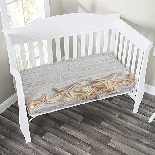 XISUNYA Seashells Starfish Crib Sheet Set Ivory 28x52