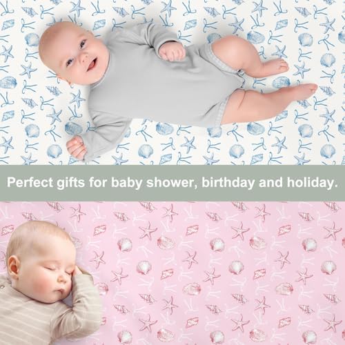 Ocean Seashell Crib Sheets 2 Pack for Boy Girl