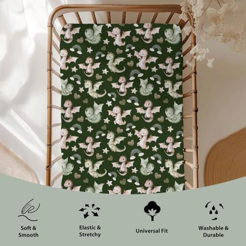 Fairytale Dragon Baby Crib Sheets 52x28 Snug Fitted
