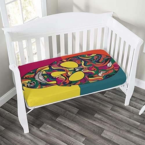 Sugar Skull Decor Fitted Crib Sheet Set 28x52