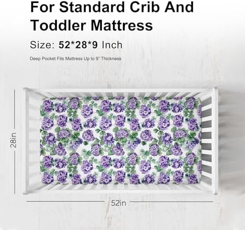 KASTLEE Purple Hydrangea Fitted Crib Sheets 52x28