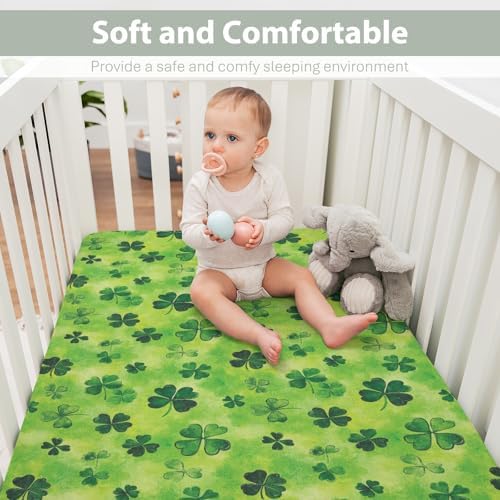 ZoUbqchY Green Lucky Shamrocks Crib Sheets 52x28 Inch
