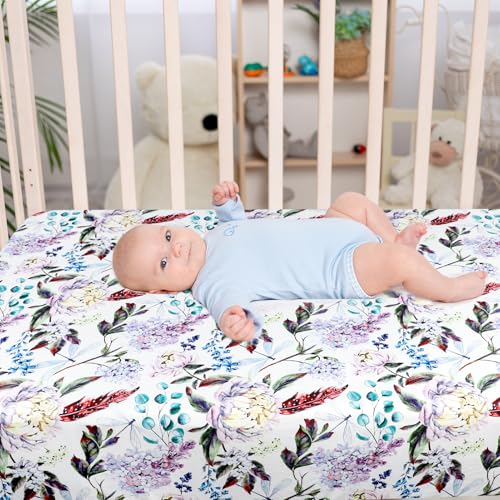 HNHUAMING Ultra Soft Crib Sheets with Purple Floral Design