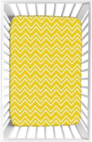 XISUNYA Yellow Zig Zag Crib Sheet Set