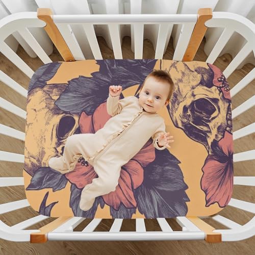 Gbjiemia Pineapple Skull Crib Sheets for Neutral Bassinet Play Sheets