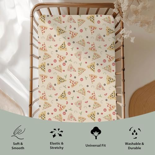 Watercolor Pizza Baby Crib Sheets 52x28 Inch