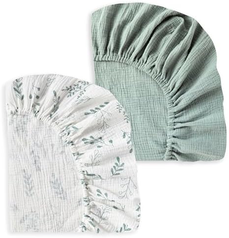 JELLYMONI Soft Muslin Crib Sheets 2 Pack