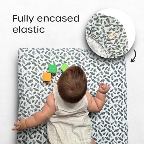 Quiggly Bassinet Sheets with Forest Tree Pattern - 2 Pack Organic Cotton