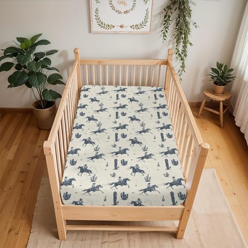 Vintage Western Cowboys Crib Sheets 52x28