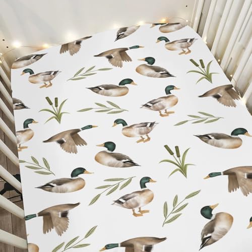 Wild Duck Pattern Crib Sheets 28x52 Fitted Baby Mattress Cover