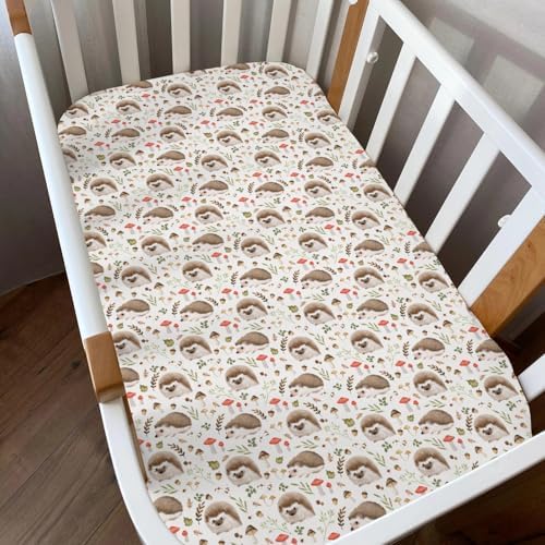 Cute Hedgehogs Crib Sheets 2 Pack - Soft Snug Fitted 52x28 Inch