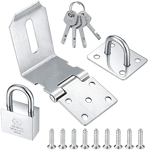 SHAUNI Heavy Duty Slide Bolt Door Lock Hasp with Lock Button