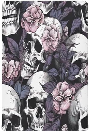 Jihqo White Skull Violet Flower Crib Sheets