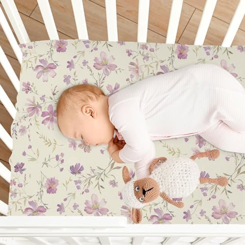 Gbjiemia Sweet Flower Crib Sheets 39x27x5in