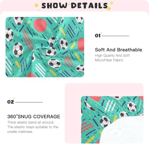 MNSRUU Crib Sheets for Boys Girls with Soccer Balls Design