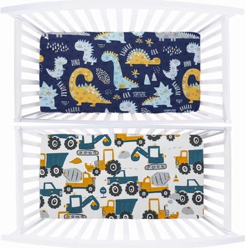 Aisawate 2 Pack Navy Dinosaur Crib Sheets
