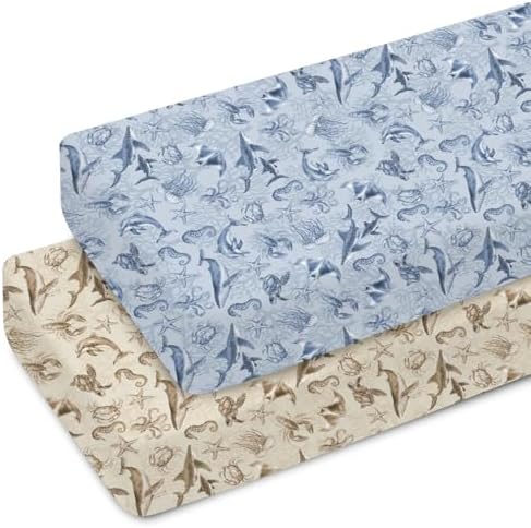 Retro Sea Animals Crib Sheet 52x28x9 Fitted