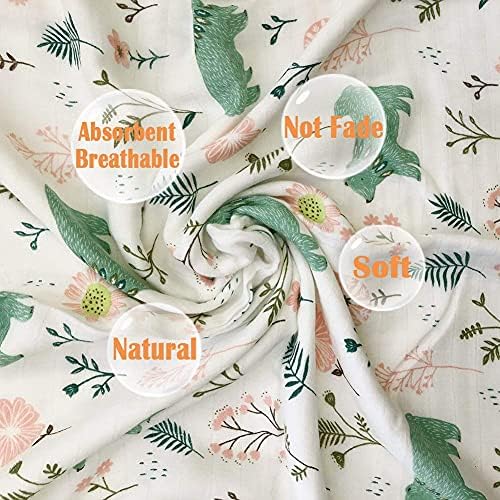 Floral Bear Muslin Swaddle Blanket 43X45 for Baby Boys Girls Toddlers