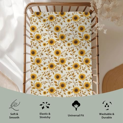 Vintage Sunflowers Bees Crib Sheets 52x28