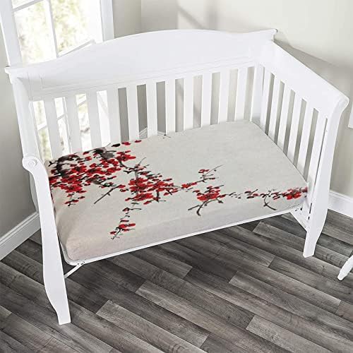 XISUNYA Cherry Blossom Crib Sheet Set