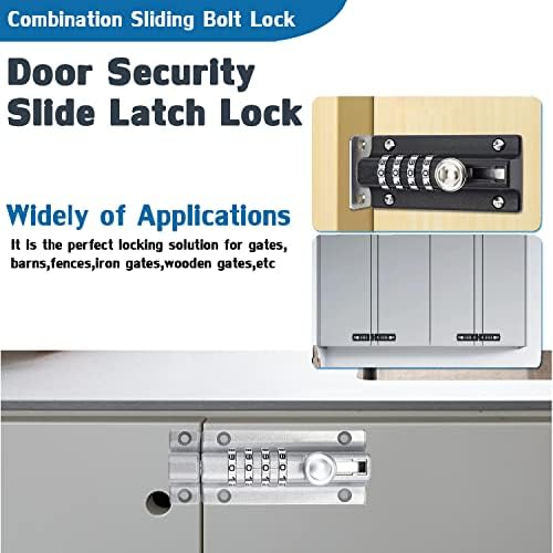 VRESOURCING Combination Door Slide Latch Lock with 4 Digit Pin Code