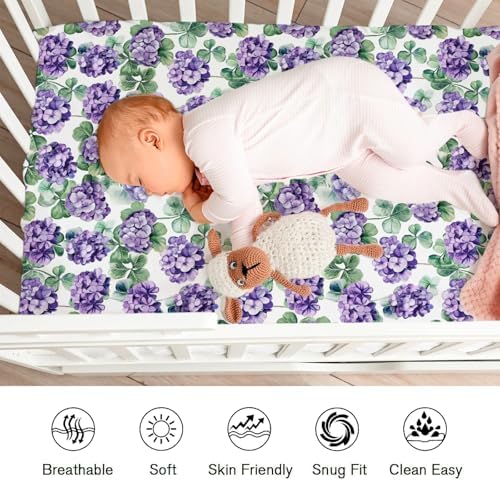 KASTLEE Purple Hydrangea Fitted Crib Sheets 52x28