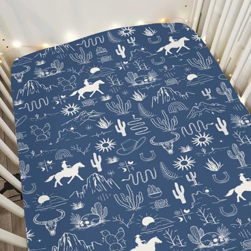 Western Cowboy Baby Crib Sheets 52x28 Inch Soft Fitted Mattress Cover