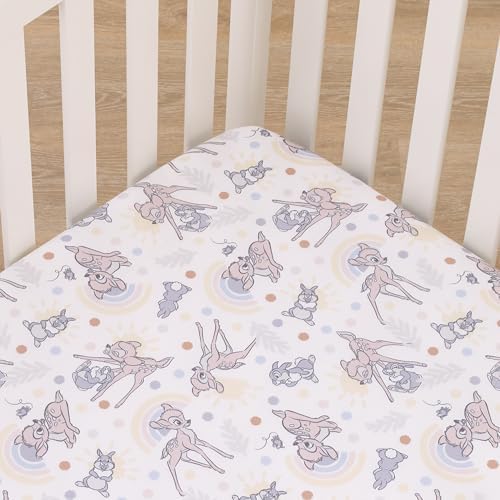 Disney Bambi Tan Gray White Crib Sheet