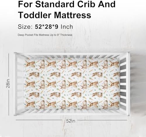 KASTLEE Cute Bunnies Fitted Crib Sheet 52x28