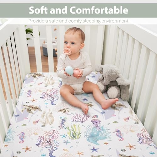 Retro Sea Animals Baby Crib Sheets 52x28 1