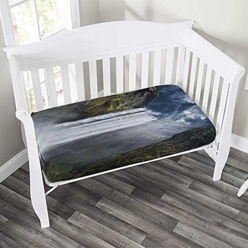 XISUNYA Decorative Crib Sheet Set Waterfall and Grand Cliffs Print