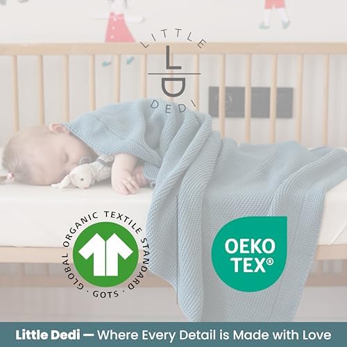 Little Dedi 100 Organic Cotton Swaddling Blanket - Smoke Blue 30x40