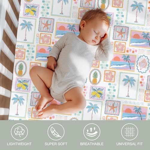 Bright Summer Beach Girly Crib Sheets 2 Pack 1
